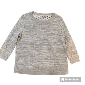 Gap Gray and White Eyelet Women's Crewneck Top/Shirt Size Medium